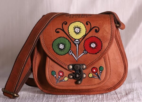 classic brown hand painted solid leather 8 inch shoulder messenger bag