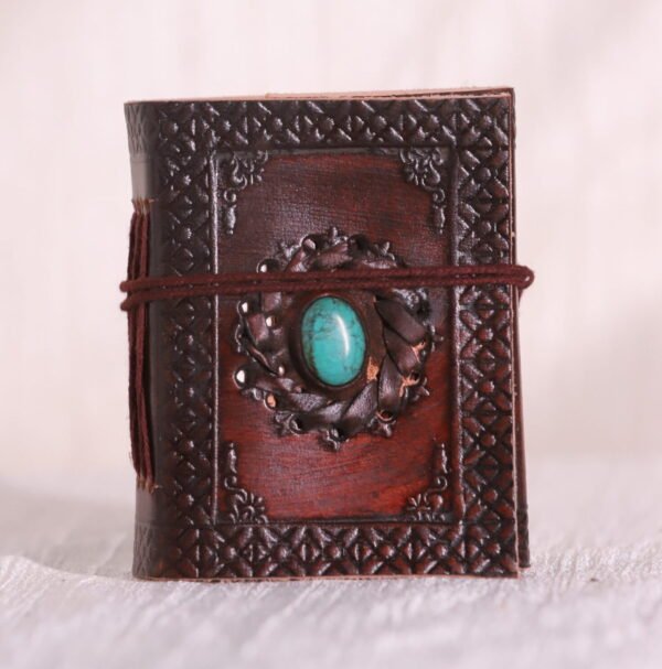 vintage brown one chakra pocket size leather journal diary